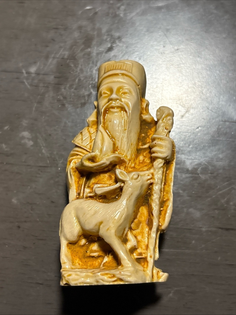 Chinese figurine of Shou Lao, the God of Longevity Vintage resin